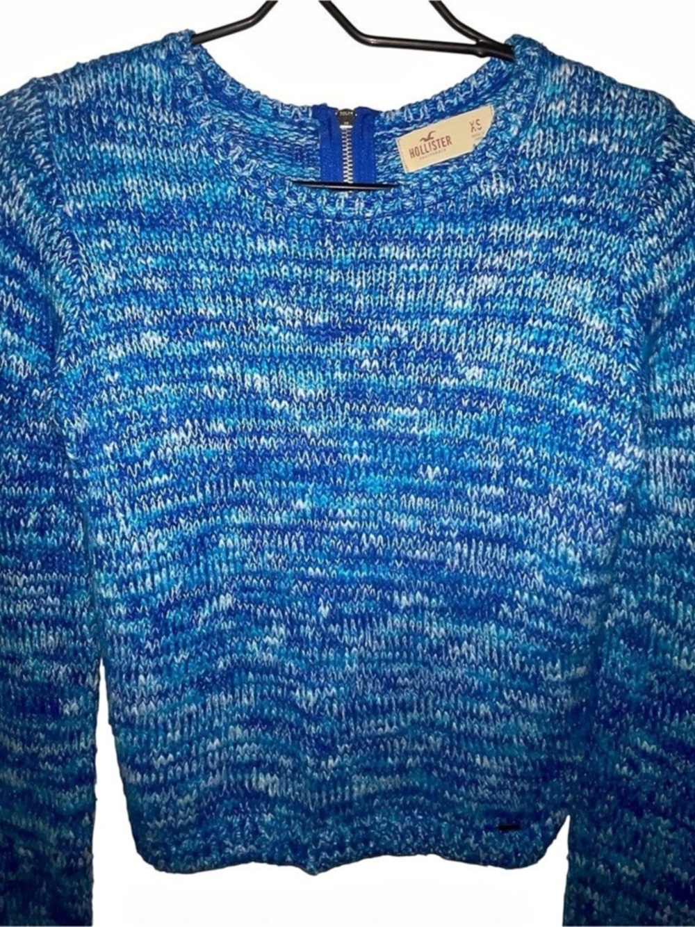 Hollister Blue Marled Knit Quarter Zip Sweater Pullover